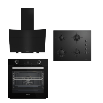 Arçelik STAR SİYAH BUHAR DESTEKLİ CAM ANKASTRE SET